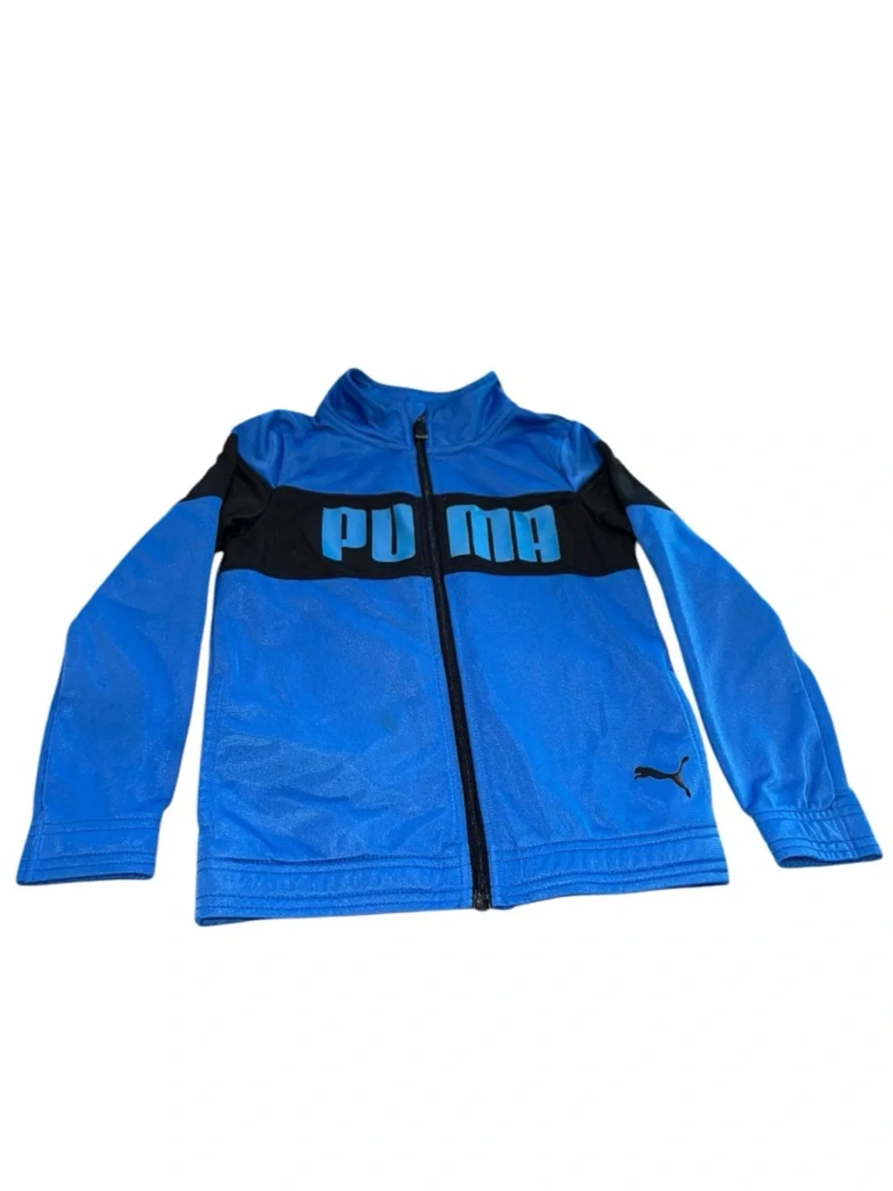 Puma Boys 2-Piece Track Set Blue & Black Zip Jacket Joggers Size 5 - Picture 3 of 12